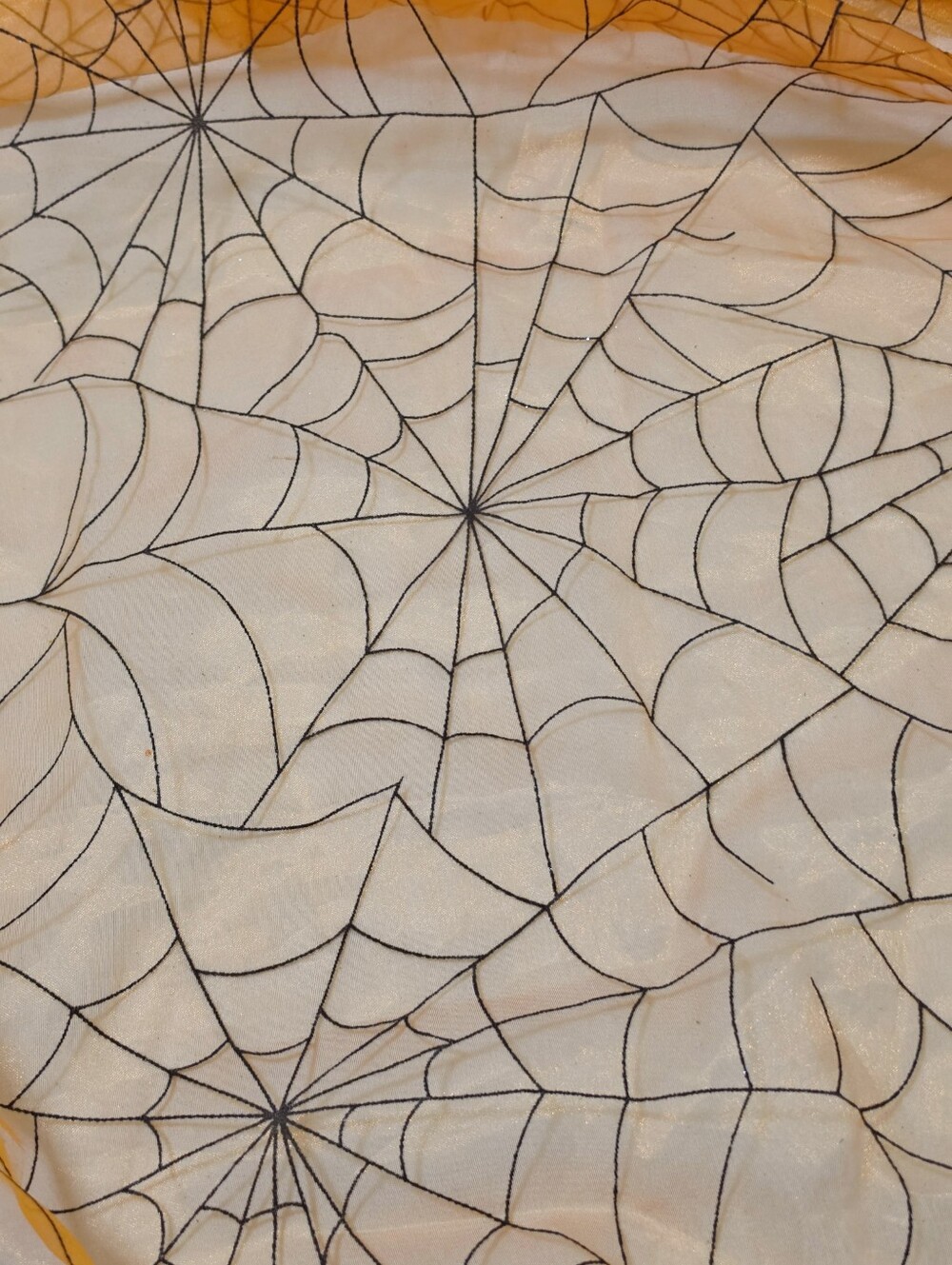 Halloween Spiderweb Sheer Wall Hanging - Orange and Black